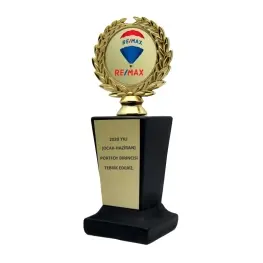 Çelenk Figürlü Altın Varaklı Özel Kadife Kutulu Kurumsal Ödül Plaketi